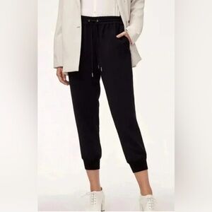 Wilfred Jogger Pant XS Black Drawstring Elastic Waist Tapered Crepe Japan Fabric